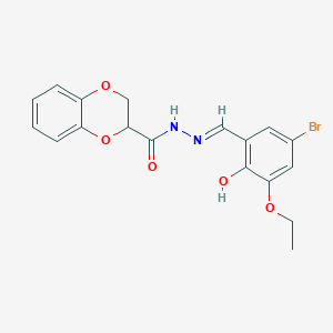 molecular formula C18H17BrN2O5 B3725304 N'-(5-bromo-3-ethoxy-2-hydroxybenzylidene)-2,3-dihydro-1,4-benzodioxine-2-carbohydrazide 