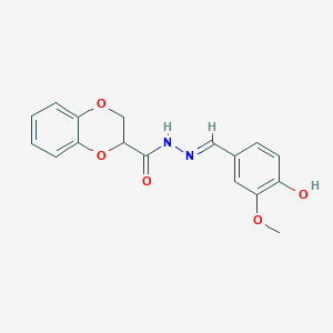 molecular formula C17H16N2O5 B3725315 N'-(4-hydroxy-3-methoxybenzylidene)-2,3-dihydro-1,4-benzodioxine-2-carbohydrazide 