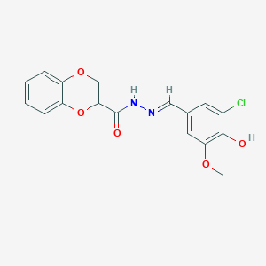 molecular formula C18H17ClN2O5 B3725316 N'-(3-chloro-5-ethoxy-4-hydroxybenzylidene)-2,3-dihydro-1,4-benzodioxine-2-carbohydrazide 