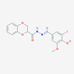 molecular formula C17H15IN2O5 B3725317 N'-(4-hydroxy-3-iodo-5-methoxybenzylidene)-2,3-dihydro-1,4-benzodioxine-2-carbohydrazide 