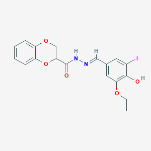 molecular formula C18H17IN2O5 B3725324 N'-(3-ethoxy-4-hydroxy-5-iodobenzylidene)-2,3-dihydro-1,4-benzodioxine-2-carbohydrazide 