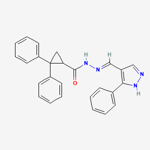 2,2-diphenyl-N'-[(3-phenyl-1H-pyrazol-4-yl)methylene]cyclopropanecarbohydrazide