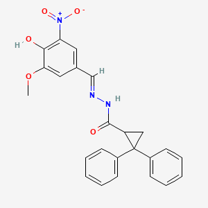molecular formula C24H21N3O5 B3725342 N'-(4-hydroxy-3-methoxy-5-nitrobenzylidene)-2,2-diphenylcyclopropanecarbohydrazide 
