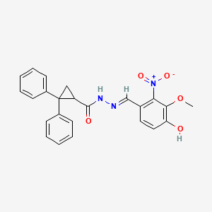 molecular formula C24H21N3O5 B3725346 N'-(4-hydroxy-3-methoxy-2-nitrobenzylidene)-2,2-diphenylcyclopropanecarbohydrazide 