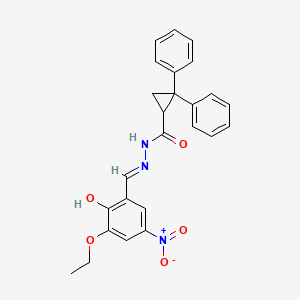 molecular formula C25H23N3O5 B3725350 N'-(3-ethoxy-2-hydroxy-5-nitrobenzylidene)-2,2-diphenylcyclopropanecarbohydrazide 