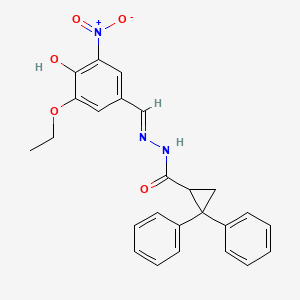 molecular formula C25H23N3O5 B3725355 N'-(3-ethoxy-4-hydroxy-5-nitrobenzylidene)-2,2-diphenylcyclopropanecarbohydrazide 