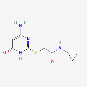 molecular formula C9H12N4O2S B3725497 2-[(4-amino-6-oxo-1,6-dihydro-2-pyrimidinyl)thio]-N-cyclopropylacetamide 