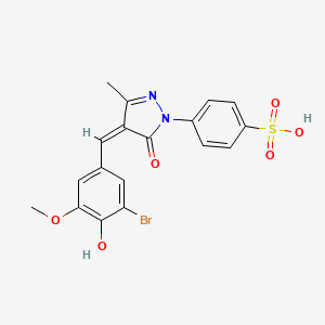 molecular formula C18H15BrN2O6S B3725520 4-[4-(3-bromo-4-hydroxy-5-methoxybenzylidene)-3-methyl-5-oxo-4,5-dihydro-1H-pyrazol-1-yl]benzenesulfonic acid 