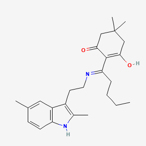 molecular formula C25H34N2O2 B3725539 2-(1-{[2-(2,5-dimethyl-1H-indol-3-yl)ethyl]amino}pentylidene)-5,5-dimethylcyclohexane-1,3-dione 
