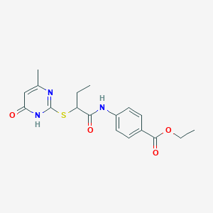 ethyl 4-({2-[(4-methyl-6-oxo-1,6-dihydro-2-pyrimidinyl)thio]butanoyl}amino)benzoate