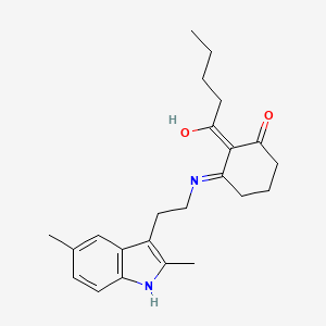 molecular formula C23H30N2O2 B3725572 3-{[2-(2,5-dimethyl-1H-indol-3-yl)ethyl]amino}-2-pentanoylcyclohex-2-en-1-one 