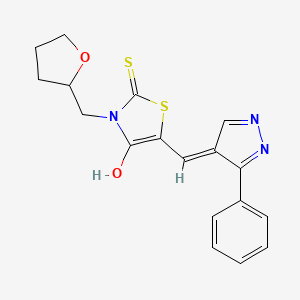 molecular formula C18H17N3O2S2 B3725586 5-[(3-phenyl-1H-pyrazol-4-yl)methylene]-3-(tetrahydro-2-furanylmethyl)-2-thioxo-1,3-thiazolidin-4-one 