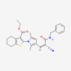 molecular formula C28H29N3O3S B3725590 ethyl 2-{3-[3-(benzylamino)-2-cyano-3-oxo-1-propen-1-yl]-2,5-dimethyl-1H-pyrrol-1-yl}-4,5,6,7-tetrahydro-1-benzothiophene-3-carboxylate 