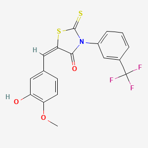 molecular formula C18H12F3NO3S2 B3725636 5-(3-hydroxy-4-methoxybenzylidene)-2-thioxo-3-[3-(trifluoromethyl)phenyl]-1,3-thiazolidin-4-one 