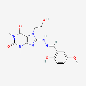 molecular formula C17H20N6O5 B3725644 2-hydroxy-5-methoxybenzaldehyde [7-(2-hydroxyethyl)-1,3-dimethyl-2,6-dioxo-2,3,6,7-tetrahydro-1H-purin-8-yl]hydrazone 