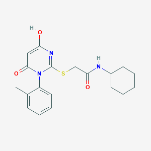 molecular formula C19H23N3O3S B3725694 N-cyclohexyl-2-{[4-hydroxy-1-(2-methylphenyl)-6-oxo-1,6-dihydro-2-pyrimidinyl]thio}acetamide 