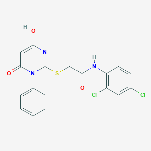 molecular formula C18H13Cl2N3O3S B3725714 N-(2,4-dichlorophenyl)-2-[(4-hydroxy-6-oxo-1-phenyl-1,6-dihydro-2-pyrimidinyl)thio]acetamide 