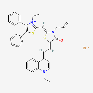2-({3-allyl-5-[2-(1-ethyl-4(1H)-quinolinylidene)ethylidene]-4-oxo-1,3-thiazolidin-2-ylidene}methyl)-3-ethyl-4,5-diphenyl-1,3-thiazol-3-ium bromide