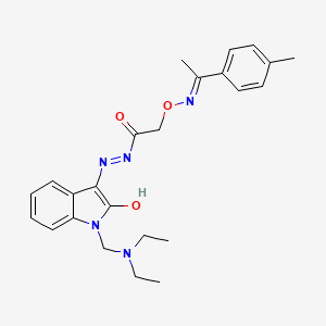 molecular formula C24H29N5O3 B3725782 N'-{1-[(diethylamino)methyl]-2-oxo-1,2-dihydro-3H-indol-3-ylidene}-2-({[1-(4-methylphenyl)ethylidene]amino}oxy)acetohydrazide 