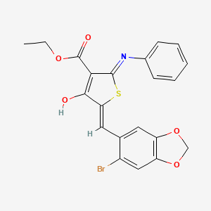 ethyl 2-anilino-5-[(6-bromo-1,3-benzodioxol-5-yl)methylene]-4-oxo-4,5-dihydro-3-thiophenecarboxylate