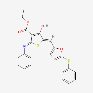 ethyl 2-anilino-4-oxo-5-{[5-(phenylthio)-2-furyl]methylene}-4,5-dihydro-3-thiophenecarboxylate