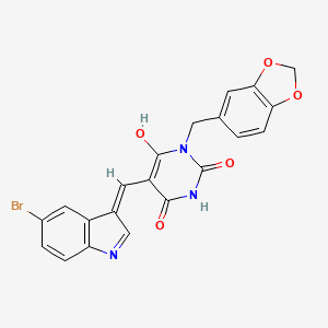1-(1,3-benzodioxol-5-ylmethyl)-5-[(5-bromo-1H-indol-3-yl)methylene]-2,4,6(1H,3H,5H)-pyrimidinetrione