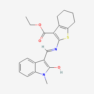 molecular formula C21H22N2O3S B3725835 ethyl 2-{[(1-methyl-2-oxo-1,2-dihydro-3H-indol-3-ylidene)methyl]amino}-4,5,6,7-tetrahydro-1-benzothiophene-3-carboxylate 