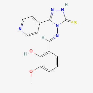 molecular formula C15H13N5O2S B3725843 2-({[3-mercapto-5-(4-pyridinyl)-4H-1,2,4-triazol-4-yl]imino}methyl)-6-methoxyphenol 