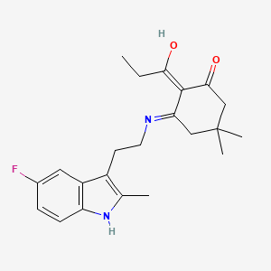 molecular formula C22H27FN2O2 B3725898 3-{[2-(5-fluoro-2-methyl-1H-indol-3-yl)ethyl]amino}-5,5-dimethyl-2-propionylcyclohex-2-en-1-one 