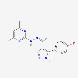 molecular formula C16H15FN6 B3725911 3-(4-fluorophenyl)-1H-pyrazole-4-carbaldehyde (4,6-dimethylpyrimidin-2-yl)hydrazone 