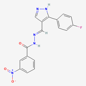 molecular formula C17H12FN5O3 B3725926 N'-{[3-(4-fluorophenyl)-1H-pyrazol-4-yl]methylene}-3-nitrobenzohydrazide 
