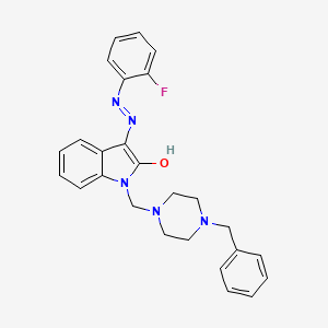1-[(4-benzylpiperazin-1-yl)methyl]-1H-indole-2,3-dione 3-[(2-fluorophenyl)hydrazone]