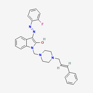 1-{[4-(3-phenylprop-2-en-1-yl)piperazin-1-yl]methyl}-1H-indole-2,3-dione 3-[(2-fluorophenyl)hydrazone]