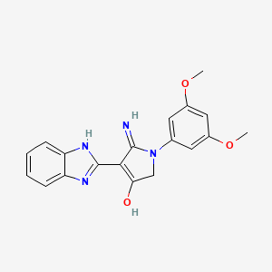molecular formula C19H18N4O3 B3725965 5-amino-4-(1H-benzimidazol-2-yl)-1-(3,5-dimethoxyphenyl)-1,2-dihydro-3H-pyrrol-3-one 