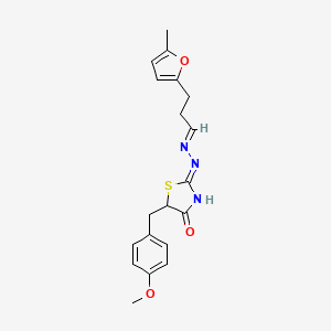 molecular formula C19H21N3O3S B3726019 3-(5-methyl-2-furyl)propanal [5-(4-methoxybenzyl)-4-oxo-1,3-thiazolidin-2-ylidene]hydrazone 