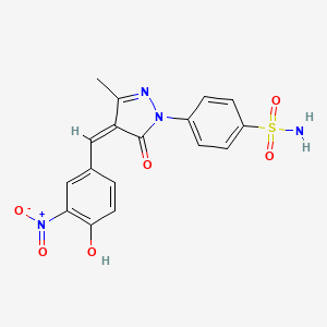 molecular formula C17H14N4O6S B3726039 4-[4-(4-hydroxy-3-nitrobenzylidene)-3-methyl-5-oxo-4,5-dihydro-1H-pyrazol-1-yl]benzenesulfonamide 