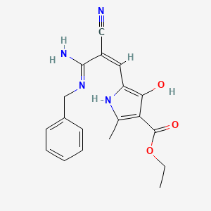 ethyl 5-[3-amino-3-(benzylamino)-2-cyano-2-propen-1-ylidene]-2-methyl-4-oxo-4,5-dihydro-1H-pyrrole-3-carboxylate