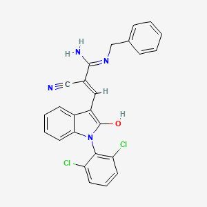 molecular formula C25H18Cl2N4O B3726076 3-amino-3-(benzylamino)-2-{[1-(2,6-dichlorophenyl)-2-oxo-1,2-dihydro-3H-indol-3-ylidene]methyl}acrylonitrile 