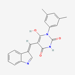 molecular formula C21H17N3O3 B3726159 1-(3,5-dimethylphenyl)-5-(1H-indol-3-ylmethylene)-2,4,6(1H,3H,5H)-pyrimidinetrione 
