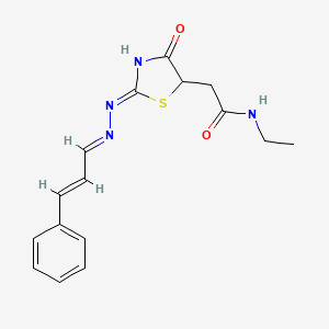 N-ethyl-2-{4-hydroxy-2-[(3-phenyl-2-propen-1-ylidene)hydrazono]-2,5-dihydro-1,3-thiazol-5-yl}acetamide