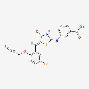 molecular formula C20H13BrN2O4S B3726216 3-({5-[5-bromo-2-(2-propyn-1-yloxy)benzylidene]-4-oxo-4,5-dihydro-1,3-thiazol-2-yl}amino)benzoic acid 