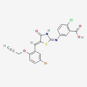 molecular formula C20H12BrClN2O4S B3726224 5-({5-[5-bromo-2-(2-propyn-1-yloxy)benzylidene]-4-oxo-4,5-dihydro-1,3-thiazol-2-yl}amino)-2-chlorobenzoic acid 