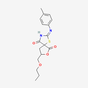 2-[(4-methylphenyl)amino]-8-(propoxymethyl)-7-oxa-1-thia-3-azaspiro[4.4]non-2-ene-4,6-dione