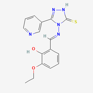 molecular formula C16H15N5O2S B3726252 2-ethoxy-6-({[3-mercapto-5-(3-pyridinyl)-4H-1,2,4-triazol-4-yl]imino}methyl)phenol 