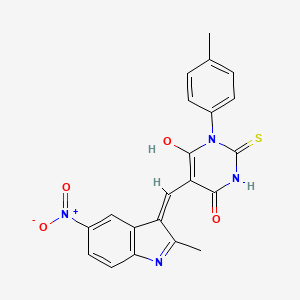 molecular formula C21H16N4O4S B3726253 5-[(2-methyl-5-nitro-1H-indol-3-yl)methylene]-1-(4-methylphenyl)-2-thioxodihydro-4,6(1H,5H)-pyrimidinedione 