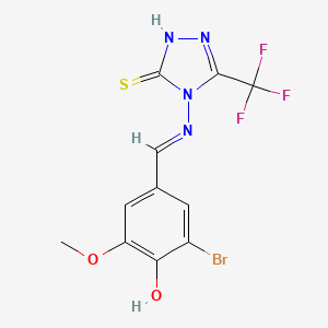 molecular formula C11H8BrF3N4O2S B3726269 2-bromo-4-({[3-mercapto-5-(trifluoromethyl)-4H-1,2,4-triazol-4-yl]imino}methyl)-6-methoxyphenol 