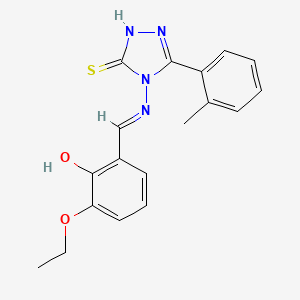 molecular formula C18H18N4O2S B3726302 2-ethoxy-6-({[3-mercapto-5-(2-methylphenyl)-4H-1,2,4-triazol-4-yl]imino}methyl)phenol 