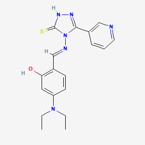 molecular formula C18H20N6OS B3726305 5-(diethylamino)-2-({[3-mercapto-5-(3-pyridinyl)-4H-1,2,4-triazol-4-yl]imino}methyl)phenol 