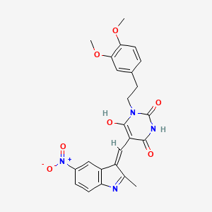 1-[2-(3,4-dimethoxyphenyl)ethyl]-5-[(2-methyl-5-nitro-1H-indol-3-yl)methylene]-2,4,6(1H,3H,5H)-pyrimidinetrione