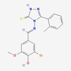 molecular formula C17H15BrN4O2S B3726317 2-bromo-4-({[3-mercapto-5-(2-methylphenyl)-4H-1,2,4-triazol-4-yl]imino}methyl)-6-methoxyphenol 